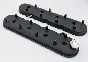 GMC LS Valve Cover - Granatelli Motor Sports - Standard Height with Angled Coil Mount - Black Wrinkle - `96-`22